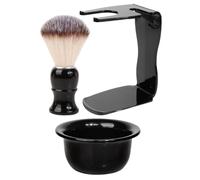 Kit de Rasage de Barbe Homme Noir en ABS Nylon | Bol à Mousse Acrylique, Brosse Légère, Usage Maison et Voyage, Ensemble Complet pour Hommes