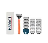Harry's Shaving Kit for Men - Razor Handle, 15 Razor Blade Refills, and Travel Blade Cover - Orange