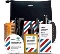 Kit de Rasage et Soins Barbe Bio Sapiens - Coffret Barbe Homme avec Soins barbe Made in France - Gel à raser, Huile Barbe Bio, Baume Barbe Bio, Rasoir Coupe Choux, Accessoires, Trousse de Toilette