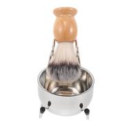 Kit de Rasage Homme Complet Blaireau, Bol Inox et Support | Acier Inoxydable, Bois et Nylon, Design Élégant, Accessoires Inclus, Usage Humide, Présent Soigné