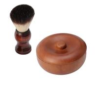 Kit de Rasage Homme Complet, Brosse à Barbe en Nylon | Poignée en Bois, Usage Quotidien au Lavabo, Convient aux Barbes et Boucs, Format Portable