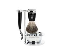 MÜHLE Set de rasage avec bol RYTMO - Poils de blaireau pur - Gillette Mach3 - Résine précieuse noir