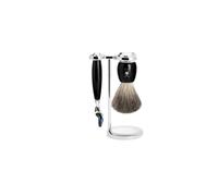 Mühle – Ensemble rasage 3 pièces VIVO Fusion – Poils de blaireau pur – Poignée résine noire