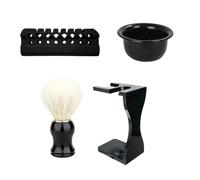 Kit de rasage manuel pour homme - Ensemble de toilettage humide avec bol en | Ensemble complet de 3 pièces avec support et bol - Comprend un bol en métal durable pour un mélange facile et un présentoir