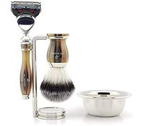 Kit de rasage Outils d'épilation classiques pour hommes: blaireau de rasage en cheveux synthétiques Porte-blaireau Bol
