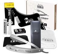 Kit de rasage - Rasoir de barbier - Lames interchangeables - Stick d'alun - Serviette - Peigne pochoir