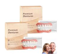 Kit de rebasage avancé en silicone pour prothèses dentaires - Jeu de fausses dents complet - Facettes dentaires amovibles Snap-On - confortable et d'aspect naturel pour hommes et femmes (2Pièce)