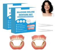 Kit de rebasage en silicone pour prothèses dentaires, solution flexible de nouvelle génération pour prothèses complètes, kit de rebasage en silicone, idéal pour hommes et femmes (2pcs)