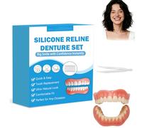 Kit de rebasage en silicone pour prothèses dentaires, solution flexible de nouvelle génération pour prothèses complètes, kit de rebasage en silicone, idéal pour hommes et femmes (1pcs)