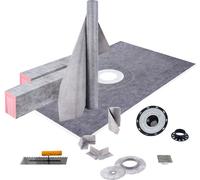 Kit de rebords de douche SucceBuy, 96,5 x 152,4 cm, receveur de douche étanche avec bonde en PVC de 10,2 cm, grille en acier inoxydable, rebords réglables et barres de pente pour les projets de bricol