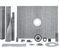 VEVOR Kit de bordure de douche, 152,4 x 121,9 cm avec bride centrale en ABS de 5,1 cm, membrane étanche, grille en acier inoxydable et joint d'étanchéité, bâtons de pente pour cuvette de douche adapté