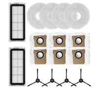 Kit de rechange pour aspirateur - 16 pièces - Avec sac à poussière - Brosse latérale pour robotique, nettoyage des bords, épilation des animaux domestiques, maisons avec animaux domestiques et enfants