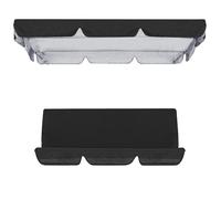Kit De Rechange Pour Balancelle 3 Places Avec Toit 142x120 195x125 150x50 Toile Imperméable Anti-UV, Auvent Pour Balançoire Jardin Double, Protection Solaire Pour Porche(Black,190x132cm+150x50cm)