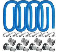 Kit de rechange pour tuyau de piscine hors sol de 3,5 cm de diamètre avec colliers de serrage fiables en acier inoxydable et adaptateurs de tuyau pour l'entretien (D)
