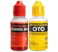 Kit de rechange test chlore et pH, flacon liquide Phenol et Oto en gouttes, accessoires piscine basique, convient à tout type d'eau, contient 20 ml de phenol et 20 ml OTO en gouttes