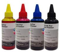 Kit de recharge de cartouches 4 x 100 ml universel d'encre couleurs pour Brother, Canon, Epson, HP, LexMARK, XEROX, DELL.
