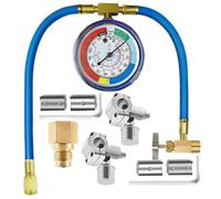 Kit De Recharge De Climatisation Pour Voiture, Kit De Recharge AC, Flexible Perceuse Valve Manomètre Robinet Pour Entretien Saisonnier À Domicile Garage Atelier Automobile