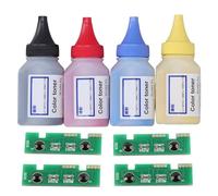 Kit de Recharge de Toner Universel Multicolore, Poudre de Toner pour Imprimante, Compatible avec 409S, 4 Bouteilles avec Puces, Noir et Couleur