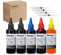 Kit de Recharge d'encre 5 x 100 ML Compatible avec HP 61 60 62 63 564 920 901 902 932 933 934 940 950 951 952 94 95 96 Cartouche d'encre Rechargeable Système CIS CISS avec 4 seringues, 2BK+CMY, 500ml