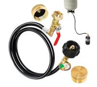 Kit de recharge pour bouteille de propane : adaptateur de tuyau d'extension en laiton de 90 cm, manomètre et régulateur intégrés, connexion fiable pour petites bouteilles de gaz, design portable et