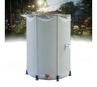 Kit de récolte d'eau de pluie pour jardin, économiseur d'espace, réservoir de rangement pliable de 225 l avec support et robinet, système de collecte d'eau extérieur, gris