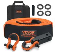 VEVOR Kit de récupération de sangle de remorquage robuste en polyester, 76,2 mm x 9,1 m, corde de treuil, 16329 kg, boucle triple renforcée, sangle d'arrachage, récepteur d'attelage à manille de 50 mm