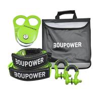 Kit de récupération de treuil, comprend une sangle de remorquage de 6,1 m, un économiseur d'arbre de 2,4 m, une poulie de bloc d'arrachage de 10 tonnes, des manilles à anneau en D et un sac