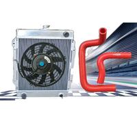 Kit de refroidissement en aluminium pour DATSUN 1200, refroidissement efficace, y compris ventilateur et tuyau, rouge