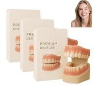 Kit de regarnissage de prothèse dentaire en silicone, ensemble complet de prothèses dentaires haut de gamme, confortable et ajustable, sécurité des matériaux, confortable et naturel (3PCS)
