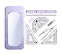 Kit de Règles de Géométrie | Kit Rapporteur Règle Outils de Mathématiques Dessin,Matériel de Dessin avec Trousse de Rangement - pour Ados Étudiants Salle de Classe Croquis Mesure