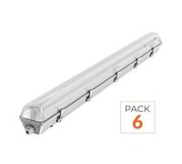 Kit de Réglette LED IP65 + 2 Tube Néon LED 120cm T8 18W - Pack de 6 - Blanc Neutre 4000K - 5500K