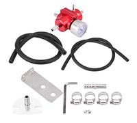 Kit de régulateur et de tuyau Universal Aluminium Fuel Pressure Gauge et tuyau 0-140 PSI réglable, régulateurs de pression d'injection de carburant de remplacement automobile (Rouge)