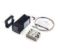Kit de régulateur température PID intelligent avec sortie SSR SSR-25 DA et câble thermocouple - Haute précision programmable multi-alarmes pour industrie four moulage par injection