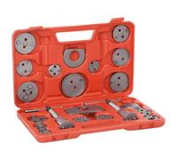 Kit de réinitialisation de piston de frein, 17 adaptateurs, 2 broches, 2 plaques de retenue, outil de repousse piston de frein de voiture pour changement de plaquette de frein, compatible avec les
