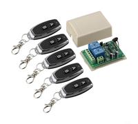 Kit de relais de télécommande sans fil 433 MHz 2 canaux comprenant 5 émetteurs et récepteurs pour ouvre-porte de garage, ouvre-portail électrique, automatique