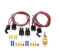 Kit de relais de ventilateur électrique double avec capteur de température 40 A - Système de refroidissement étanche pour moteurs automobiles et industriels - Avec interrupteur thermique, faisceau de