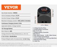 Kit de relais d'isolation de batterie double, 140 ampères de puissance de charge maximale, relais sensible à la tension 12V, 12V 140Ampères