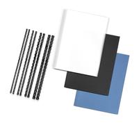 Kit de Reliure à Spirale Plastique, Lot de 100 peignes de reliure, 20 couvertures de reliure en plastique transparent, 10 couvertures noires et 10 couvertures bleues en cuir