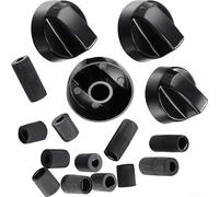 Kit de Remplacement Boutons pour gaz 4 Noirs + 12 Adapteurs Kit(black) | Design , compatibilité large , 12 adaptateurs inclus, mise à pour jour esthétique, pour facile à poser