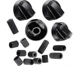 Kit de Remplacement Boutons pour gaz 4 Noirs + 12 Adapteurs Kit(black) | Design , compatibilité large , 12 adaptateurs inclus, mise à pour jour esthétique, pour facile à poser