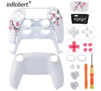 Kit de remplacement complet de la coque du contrôleur pour PS5 DualSense, boîtier BDM-010/020/030/040/050 Peach Blossoms DIY Mod avec outils Rose Red Button