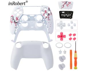 Kit de remplacement complet de la coque du contrôleur pour PS5 DualSense, boîtier BDM-010/020/030/040/050 Peach Blossoms DIY Mod avec outils Rose Red Button