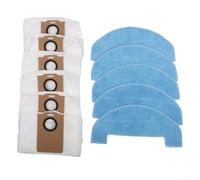 Kit de remplacement de 5 chiffons et 6 sacs à poussière pour aspirateur robot Ultenic pour T10 Lite et Pro pour aider à maintenir un flux d'aspiration efficace