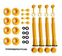 Kit de remplacement de buse de réservoir de carburant pour bidons de gaz de 1,8 l avec bec flexible avec bouchon à vis, ensemble complet avec tuyaux, couvercles, rondelles et perceuse (4 pièces, jaune
