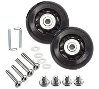 Kit de remplacement de roue de bagage universel en caoutchouc avec roulement pivotant (lot de 2), noir, 80 x 24 mm