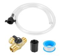 Kit de remplacement de tuyau de chauffe-eau pour camping-car contenant un clapet anti-retour en laiton, une valve à trois voies, un raccord en plastique, un tuyau et un ruban d'étanchéité fileté (A)