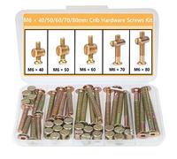 Kit de remplacement de vis de berceau - Lot de 25 ensembles de vis à tête hexagonale M6 x 40 mm/50 mm/60 mm/70 mm/80 mm - Assortiment de vis à tête hexagonale (12 ensembles)