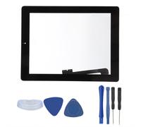 Kit de remplacement de vitre tactile pour iPad 4 : écran tactile avant avec bouton Home et support de caméra, adhésif préinstallé, démontage.