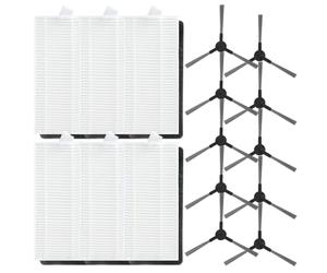 Kit de remplacement pour aspirateur avec brosse latérale et filtre HEPA pour Liectroux X6, Zedar R600, Puron PR12 Pro, lot de 4 brosses + 4 filtres, accessoires de nettoyage domestique