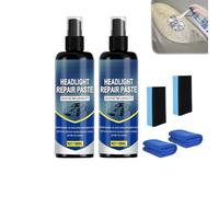 Kit de rénovation de phares en spray pour voitures, nettoyant et rénovateur de phares avec chiffon en microfibre. Élimine le jaunissement et l'oxydation. Sans ponçage ni outils. (2Pcs)